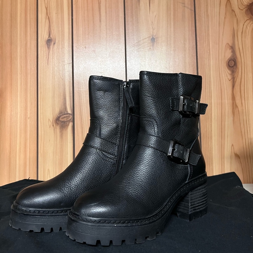 Aldo Palomina Heeled Black Platfrom Moto Boots Size 9